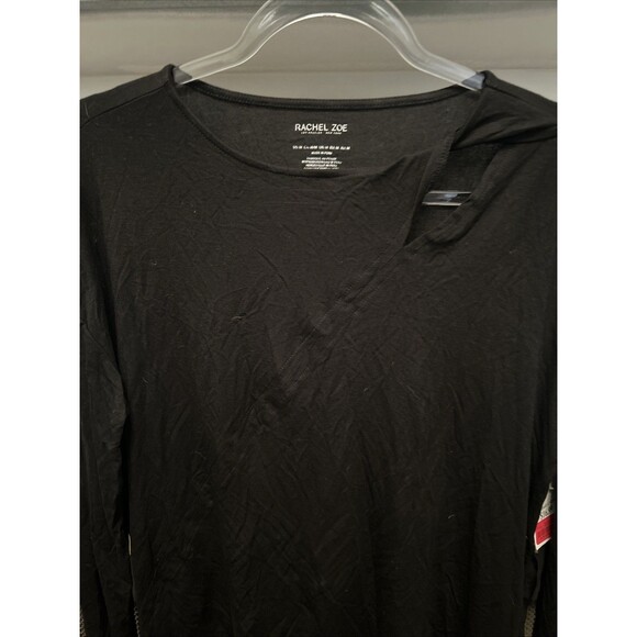 Women’s Medium Black Rachel Zoe Long Sleeve Top W/Shoulder Cutout New With Tags - Picture 2 of 7